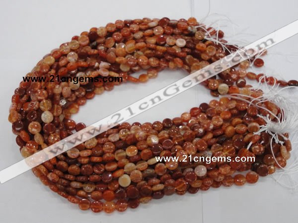 CAG629 15.5 inches 8mm coin natural fire agate beads wholesale