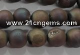 CAG6292 15 inches 8mm round plated druzy agate beads wholesale