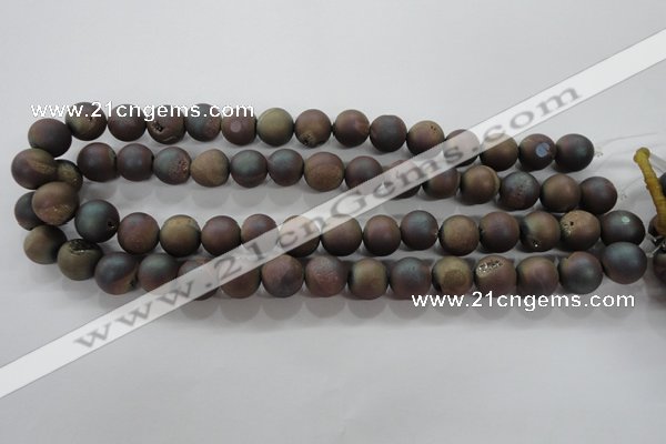 CAG6293 15 inches 10mm round plated druzy agate beads wholesale