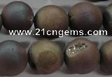 CAG6296 15 inches 16mm round plated druzy agate beads wholesale