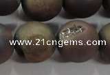 CAG6297 15 inches 18mm round plated druzy agate beads wholesale