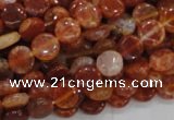 CAG630 15.5 inches 10mm coin natural fire agate beads wholesale
