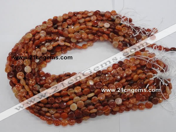 CAG630 15.5 inches 10mm coin natural fire agate beads wholesale