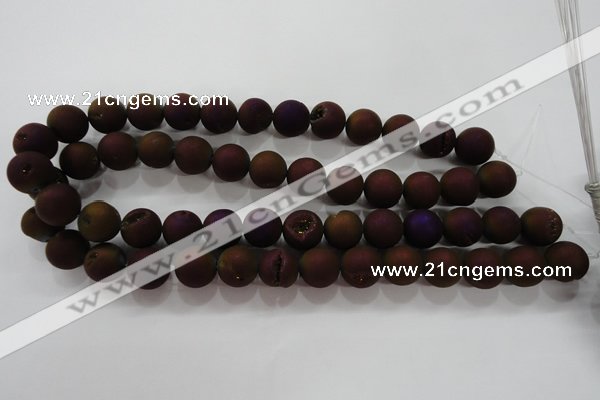 CAG6302 15 inches 8mm round plated druzy agate beads wholesale