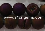 CAG6304 15 inches 12mm round plated druzy agate beads wholesale