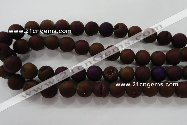 CAG6304 15 inches 12mm round plated druzy agate beads wholesale