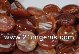 CAG631 15.5 inches 14mm coin natural fire agate beads wholesale