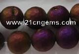 CAG6316 15 inches 16mm faceted round plated druzy agate beads