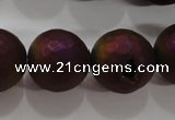 CAG6317 15 inches 18mm faceted round plated druzy agate beads