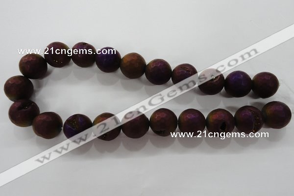 CAG6318 15 inches 20mm faceted round plated druzy agate beads