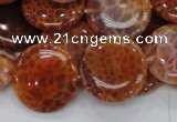 CAG632 15.5 inches 20mm coin natural fire agate beads wholesale