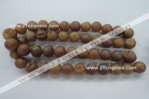 CAG6332 15 inches 8mm faceted round plated druzy agate beads