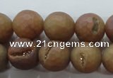 CAG6333 15 inches 10mm faceted round plated druzy agate beads