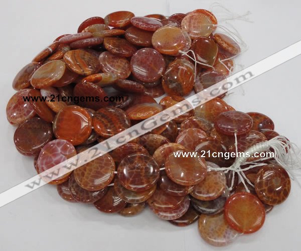 CAG634 15.5 inches 40mm coin natural fire agate beads wholesale