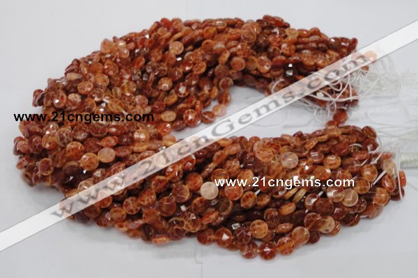 CAG635 15.5 inches 8mm faceted coin natural fire agate beads