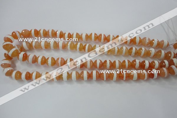 CAG6351 15 inches 10mm faceted round tibetan agate gemstone beads