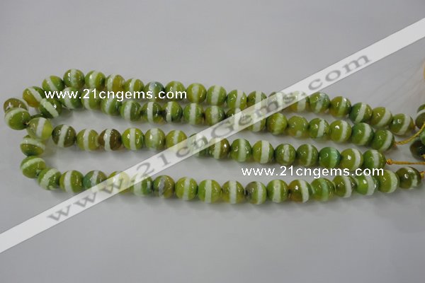 CAG6359 15 inches 10mm faceted round tibetan agate gemstone beads