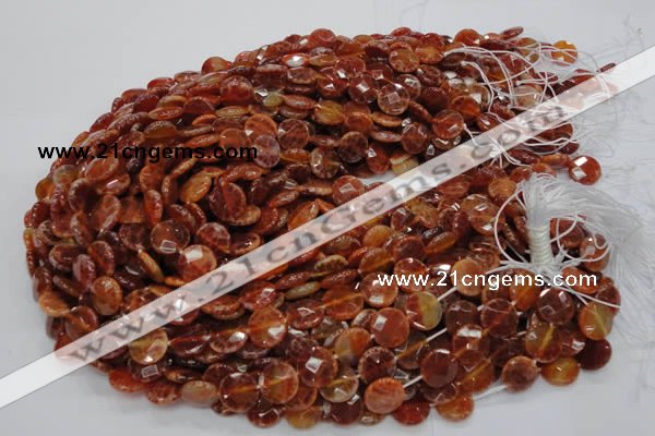 CAG636 15.5 inches 10mm faceted coin natural fire agate beads