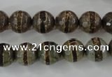 CAG6366 15 inches 8mm faceted round tibetan agate gemstone beads