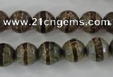 CAG6367 15 inches 10mm faceted round tibetan agate gemstone beads