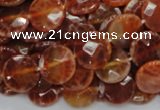 CAG637 15.5 inches 12mm faceted coin natural fire agate beads