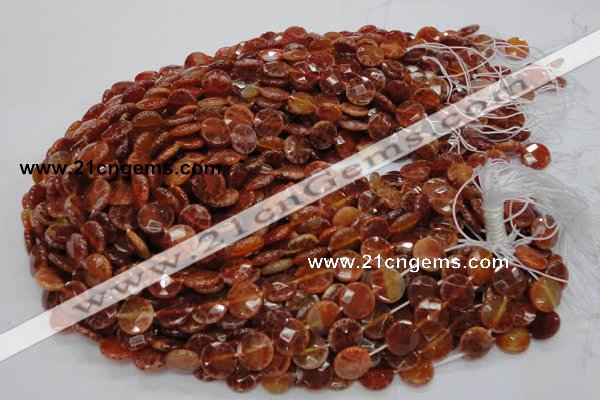 CAG637 15.5 inches 12mm faceted coin natural fire agate beads