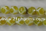 CAG6370 15 inches 8mm faceted round tibetan agate gemstone beads