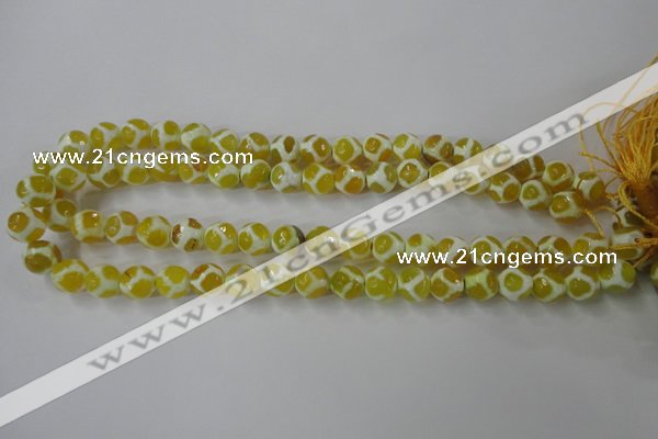 CAG6370 15 inches 8mm faceted round tibetan agate gemstone beads