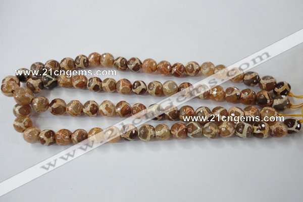 CAG6378 15 inches 8mm faceted round tibetan agate gemstone beads