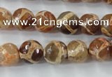 CAG6379 15 inches 10mm faceted round tibetan agate gemstone beads