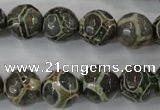 CAG6382 15 inches 8mm faceted round tibetan agate gemstone beads