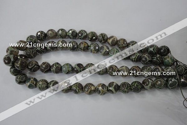 CAG6382 15 inches 8mm faceted round tibetan agate gemstone beads