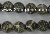 CAG6383 15 inches 10mm faceted round tibetan agate gemstone beads