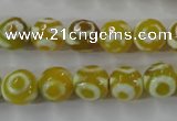 CAG6387 15 inches 8mm faceted round tibetan agate gemstone beads