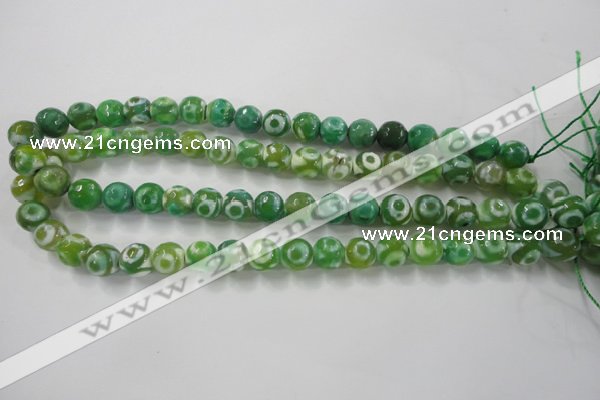 CAG6391 15 inches 8mm faceted round tibetan agate gemstone beads