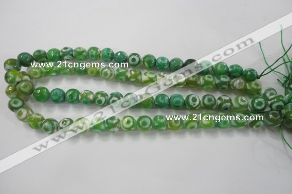 CAG6392 15 inches 10mm faceted round tibetan agate gemstone beads