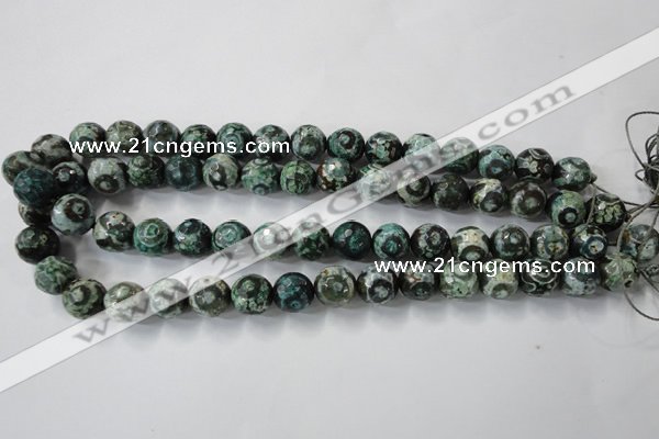 CAG6396 15 inches 10mm faceted round tibetan agate gemstone beads