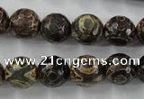 CAG6399 15 inches 12mm faceted round tibetan agate gemstone beads