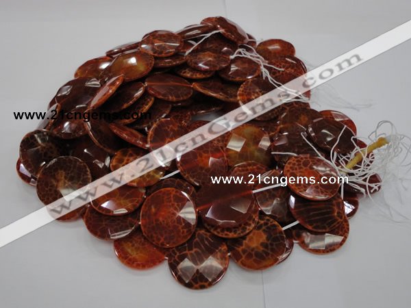 CAG640 15.5 inches 30mm faceted coin natural fire agate beads