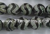 CAG6401 15 inches 12mm faceted round tibetan agate gemstone beads