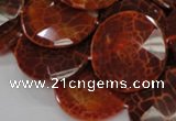 CAG641 15.5 inches 35mm faceted coin natural fire agate beads