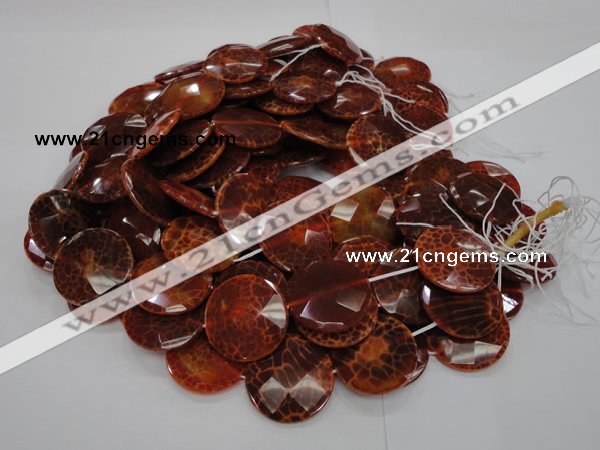 CAG641 15.5 inches 35mm faceted coin natural fire agate beads