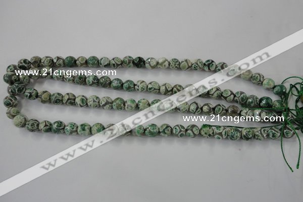 CAG6410 15 inches 10mm faceted round tibetan agate gemstone beads