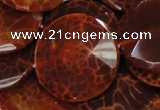 CAG642 15.5 inches 40mm faceted coin natural fire agate beads