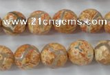 CAG6421 15 inches 14mm faceted round tibetan agate gemstone beads