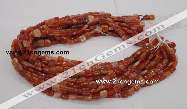 CAG643 15.5 inches 8mm square natural fire agate beads wholesale