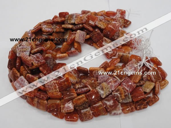 CAG644 15.5 inches 15mm square natural fire agate beads wholesale