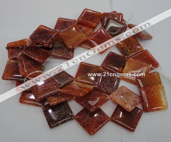 CAG647 15.5 inches 30*30mm rhombic natural fire agate beads