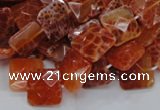 CAG649 15.5 inches 10*10mm faceted square natural fire agate beads