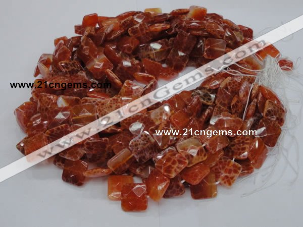 CAG650 15.5 inches 12*12mm faceted square natural fire agate beads